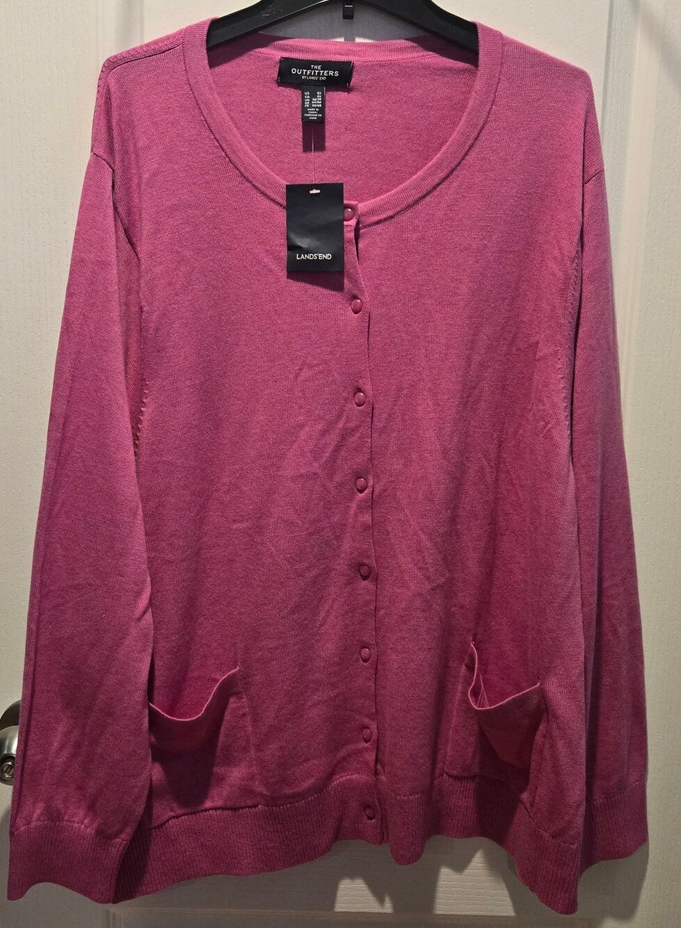 NWT The Outfitters by Lands’ End Pink Button Cardigan w/ Pockets sz 5X